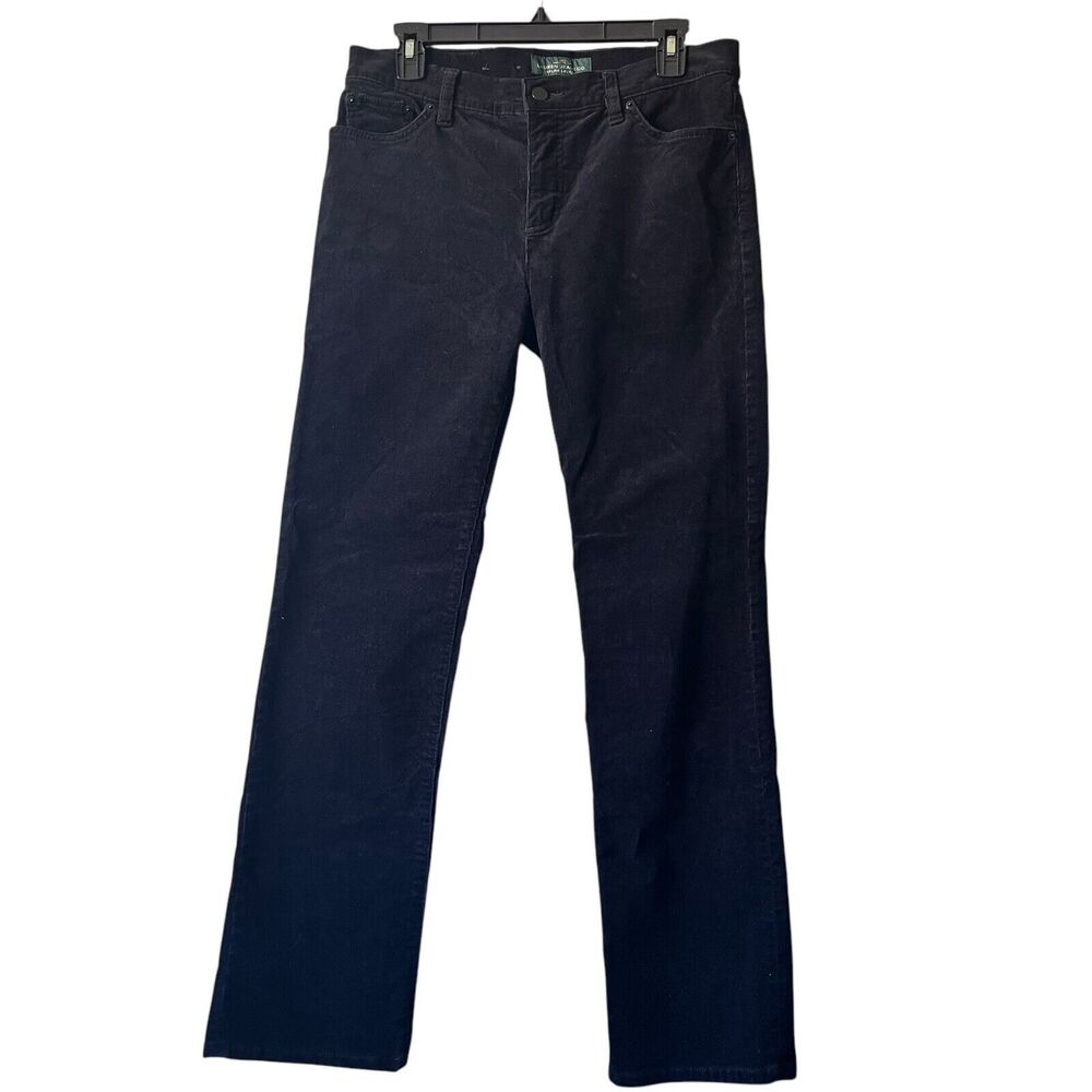 LRL Lauren Ralph Lauren Pants Womens 10 Black Corduroy Classic‎ Straight Stretch